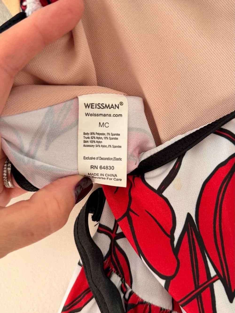 Weissman Red and White Floral Halter Dance Costume Dress MC